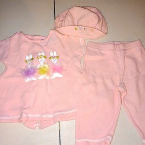 Little girls Easter Retro/vintage toddler 3pc outfit -bunnies. size 2T